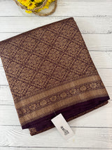 Semi katan Banarasi saree in antique zari weaving - MSKB899 DeepWine