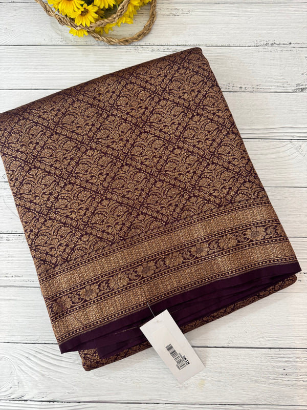 Semi katan Banarasi saree in antique zari weaving - MSKB899 DeepWine