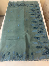 Viscose Organza saree with applique work-MSH103 MidnightBlue