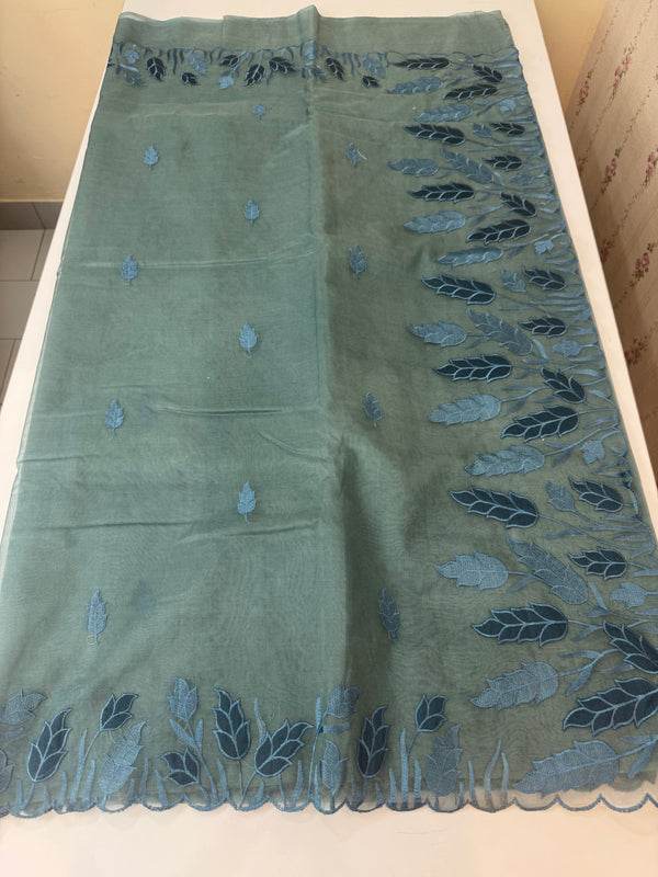 Viscose Organza saree with applique work-MSH103 MidnightBlue