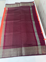 Blended tussar silk sarees with contrast pallu & blouse MTL430