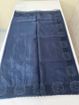 Organza saree with cutwork borders - MSH005 DarkBlue