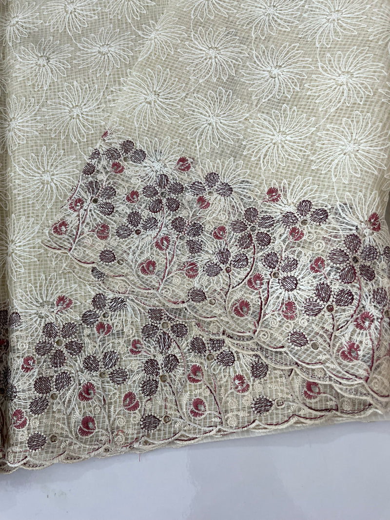 Cutwork Phulkari NetKota embroidery saree - MSH987