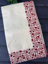 Kota silk saree with embroidery MSB643 OffWhite & Maroon