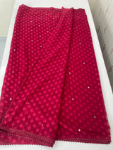 Chiffon Brasso saree with foil mirror work - MS7621 MaroonRed