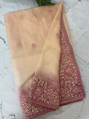 Soft Organza saree with embroidery borders MCW638