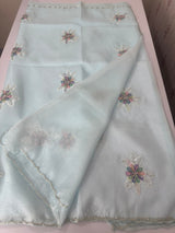 Soft crush Organza saree with applique work MBS679 - PastelBlue