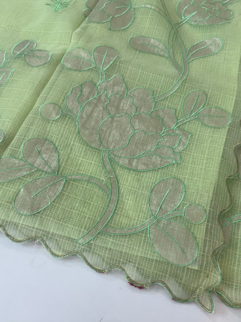 NetKota saree with tissue applique work MS15145 - PastelGreen