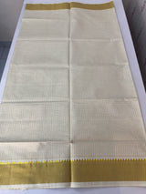 Handloom finish Kerala cotton saree small checks & small temple border
