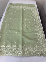 Soft Chanderi saree with embroidery borders- MCK77 LightGreen