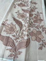 Supernet saree with applique work MCJ5433 - DuskyPeach to White
