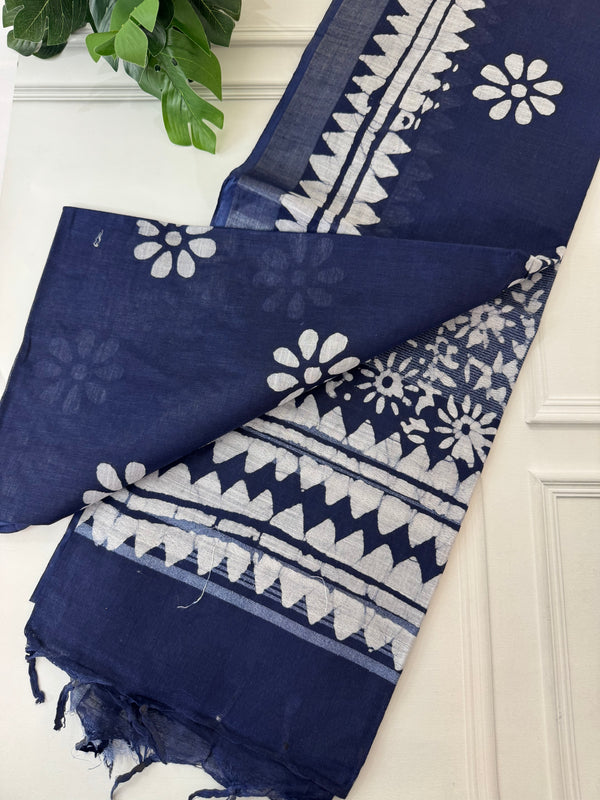 Indigo Semi linen saree MLS876