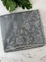 Soft crepe tussar silk saree with embroidery and cutwork on pallu MSH207 Grey