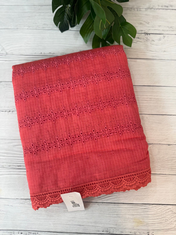 NetKota Hakoba saree with lace border MS6713- Dark Peach