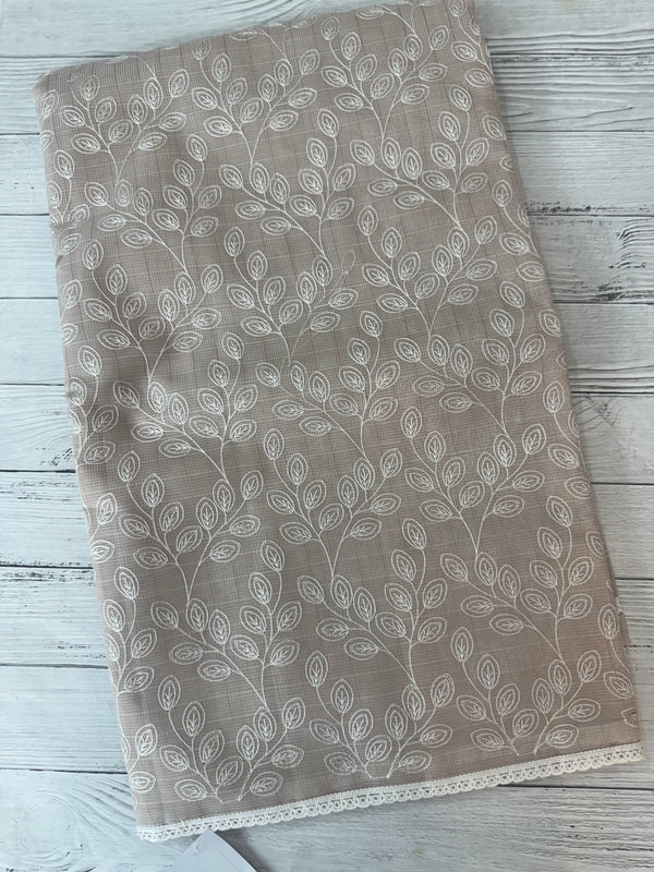 Kota cotton silk embriodery saree MS1455- Pastel brown