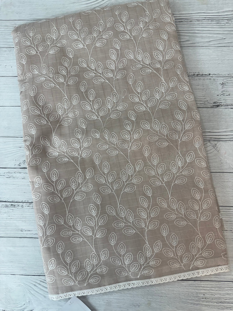 Kota cotton silk embriodery saree MS1455- Pastel brown
