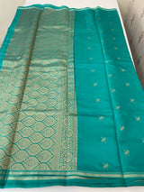 Soft Gachi silk saree with zari weaving MGH76 - Turquoise Green