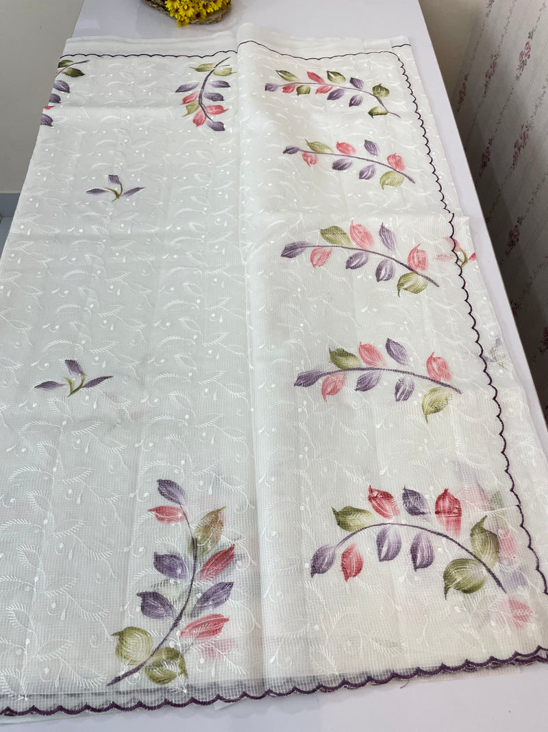 NetkKota saree with handpainting and embroidery MS7833