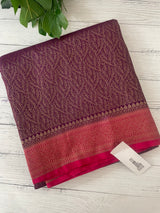 Banarasi semi katan saree with contrast border SHKNTNM- Purple to Pink