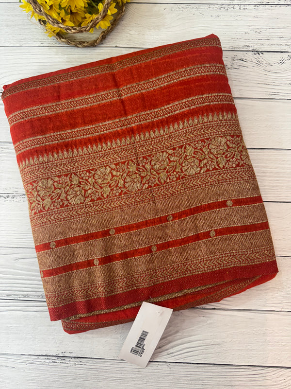 Semi banarasi Khaddi Georgette saree - MS1499 BurntOrange