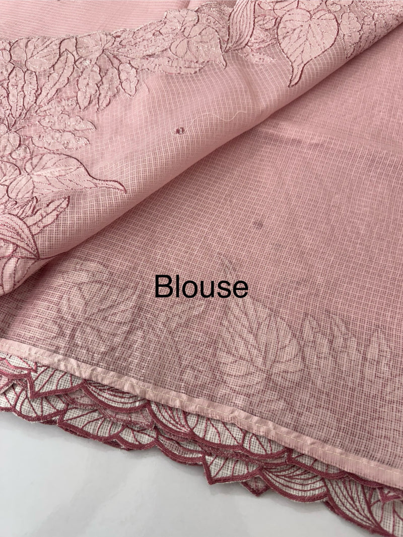 Soft kota silk saree with embriodery MS15031- PeachPink