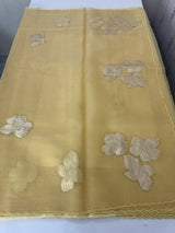 Soft Organza tissue Applique work saree MSLK116 PastelYellow