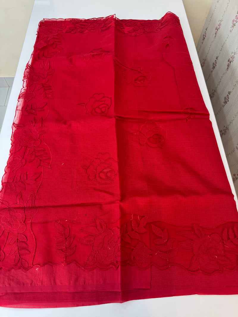 NetKota Applique work saree  MSH110- Red