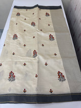Blended tussar silk saree with embroidery- MSH490