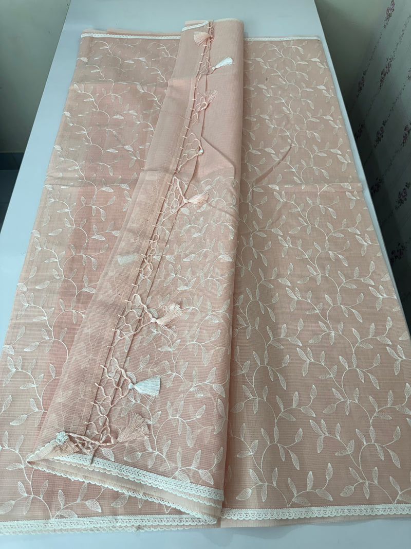 Kota embriodery saree MS1455 Pastel Peach
