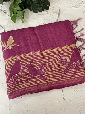 Printed Blended tussar saree - MS8635