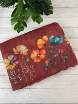 Digital printed semi Linen Saree MLS711- Brown