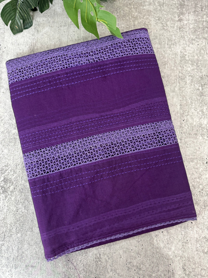 Supernet saree with crochet work and lace border MCJ5433 - Purple