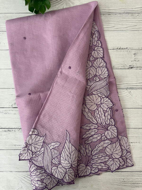 Soft kota silk saree with embriodery MS15031- Lavender