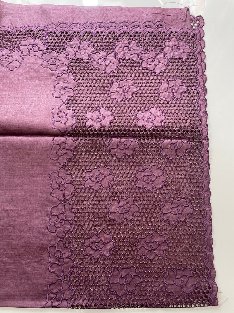 Pure tussar silk saree with cutwork - MTSS651 DARK MAUVE