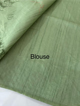 Semi tussar saree with cutwork MSHK566 - DustyGreen