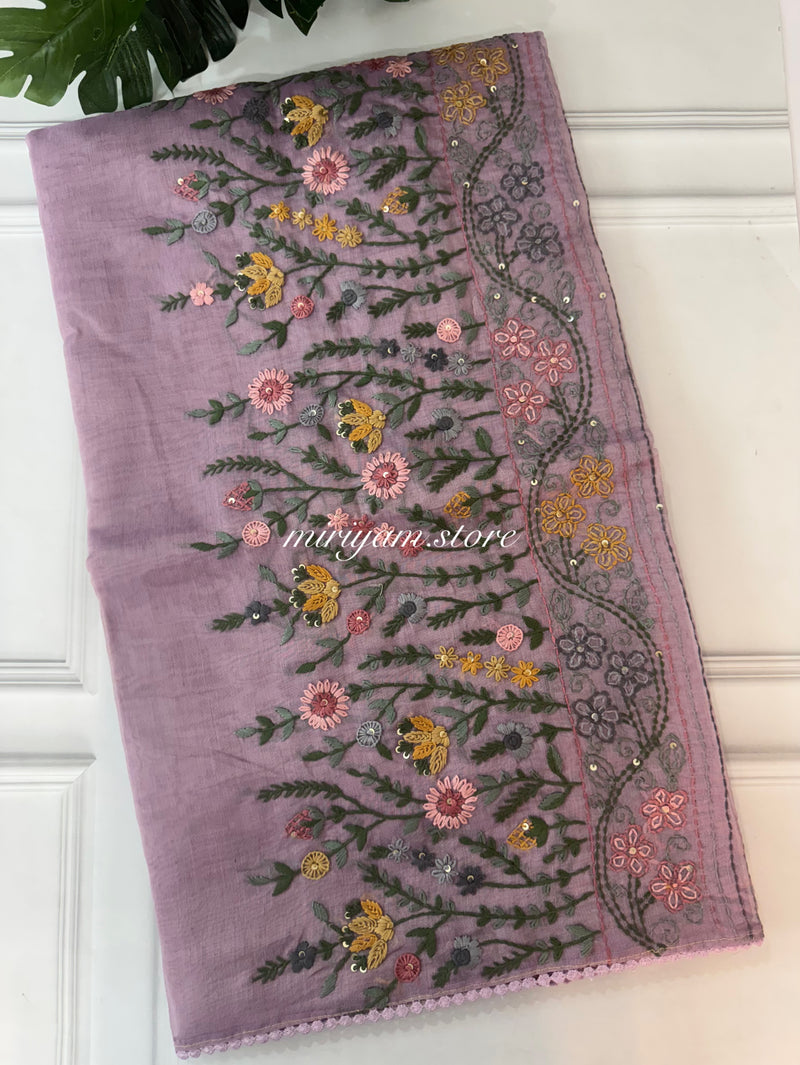 Handworked Tissue silk saree FBLK162 DustyLavender