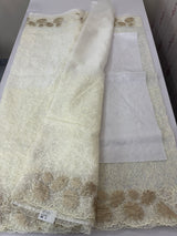 Soft Organza saree with thread work and tissue applique borders - MCW605 Offwhite
