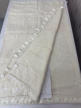 Mul chanderi chikankari embriodery saree MSH291 (4) Offwhite