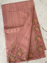Blended tussar saree with cutwork border- MSHK695