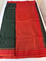 Soft chiffon Georgette saree - SMGRSR DarkGreen to Red