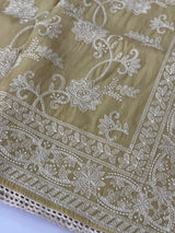 Crush Organza embroidery saree MCR111 DuskyYellow