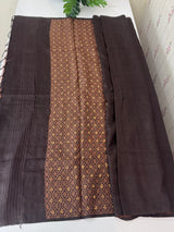 Semi tussar saree with Handwork MS44500 - CoffeeBrown