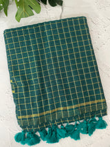 Soft mulcotton saree with zari checks MS4436