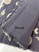 Viscose organza saree with applqiue work - MSH930 DarkPurple