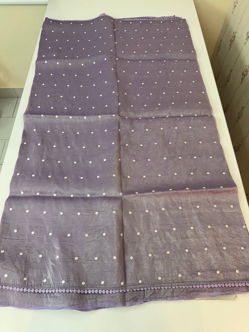 Crush Organza Applique work saree MS14997- DuskyLavender
