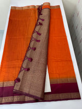 Semi Jute silk sarees with contrast pallu & blouse MJL392
