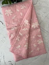 Mul chanderi applique work saree  MSH146 PastelPeachy Pink