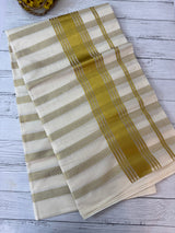 Borderless Kerala cotton saree - Gold