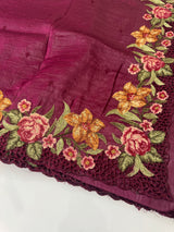 Crush Organza cutwork & embroidery saree MS7544- Wine