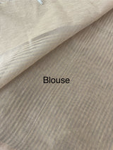 Tissue linen saree with embroidery MTL451 Chiku